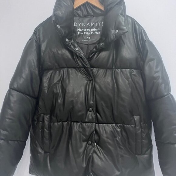 Soho Faux Leather City PufferCoat oversize crop black size small - Picture 6 of 11